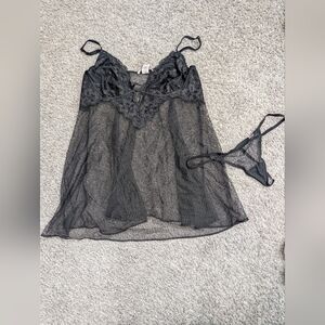 Victoria's Secret Black Sheer Lace Chemise